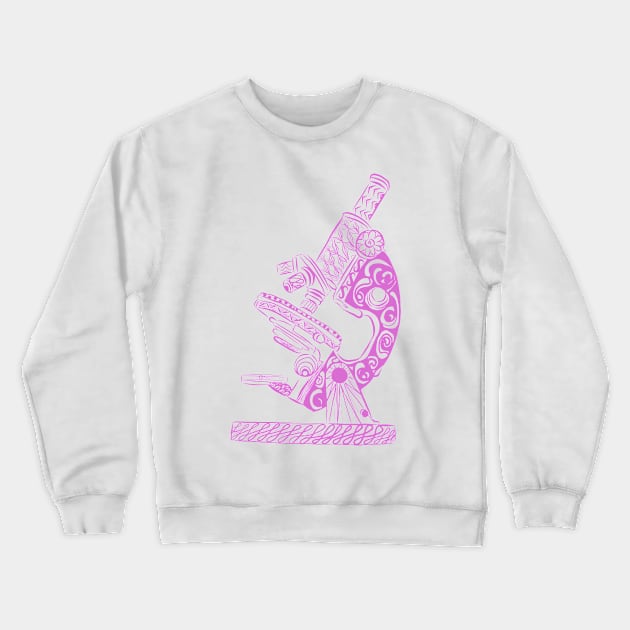 Scientific Microscope Line Drawing (Pink) Crewneck Sweatshirt by littlecurlew